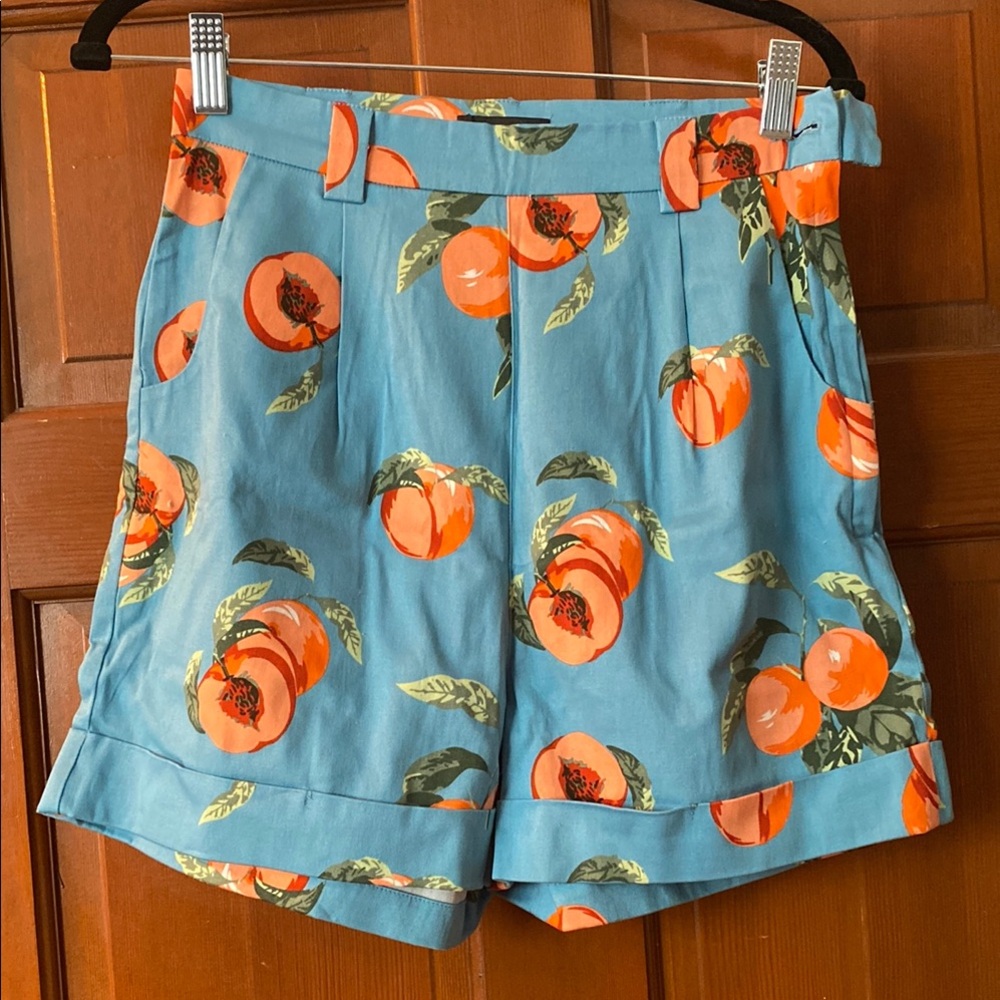 Collectif Peach Print Blue Women's Shorts